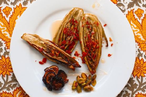 Roasted Endive Salad With Prosciutto, Figs and Pistachios | Made by Meaghan Moineau