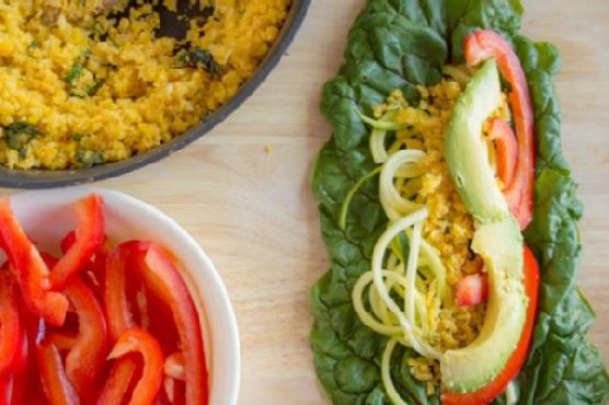 Mediterranean Swiss Chard Wraps with Spicy Citrus Tahini recipe by Meaghan Moineau