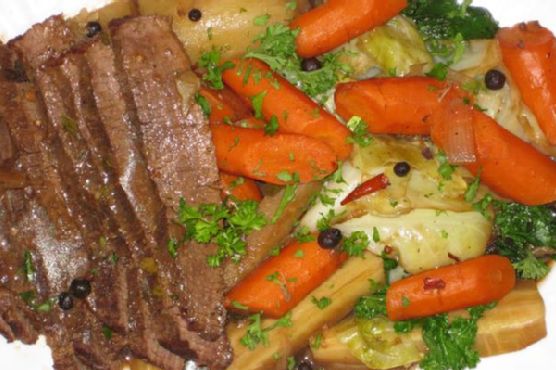 Guinness Braised Corned Beef with Whiskey-Maple Glaze and Roasted Root Vegetables | Made by Meaghan Moineau