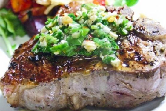 Pan Seared Lamb Loin with Spicy Chimichurri & Honey-Glazed Squash Salad recipe by Meaghan Moineau