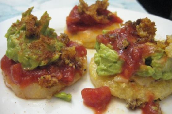 Tex-Mex Polenta Rounds with Zesty Lime Corn Salsa and Avocado Crema | Made by Meaghan Moineau