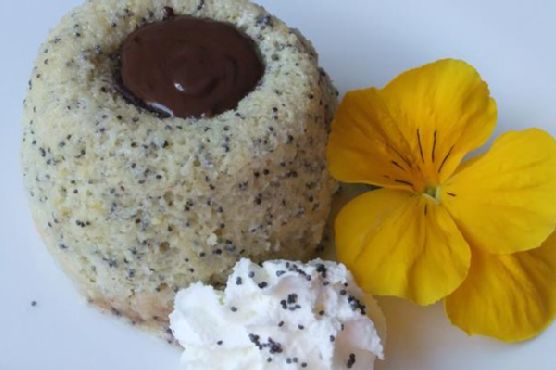 Zesty Lemon Poppy Seed Lava Cakes with Spiced Chocolate Ganache recipe by Meaghan Moineau