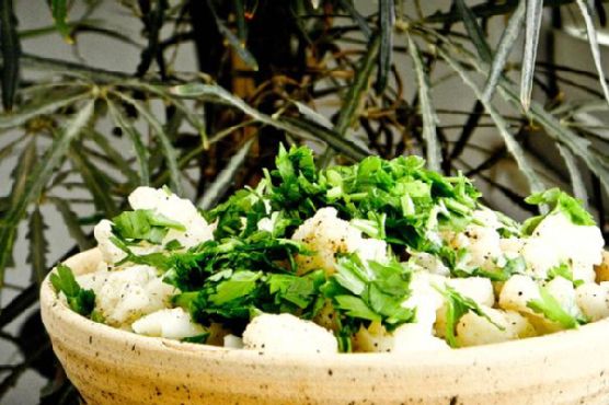 Spiced Egyptian Roasted Cauliflower Salad with Tahini Drizzle recipe by Meaghan Moineau