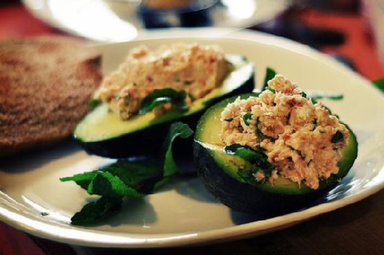 Zesty Crab Salad Avocado Boats with Mango Salsa recipe by Meaghan Moineau
