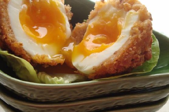 Savory Vegetarian Scotch Eggs with Herb-Infused Panko and Spicy Sriracha Aioli | Made by Meaghan Moineau