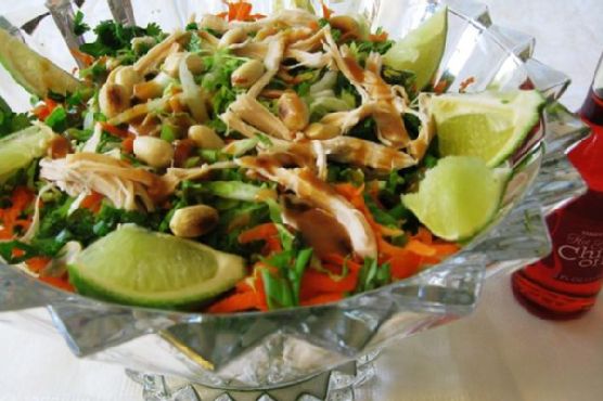 Asian Fusion Chicken Salad with Charred Pineapple Chipotle Dressing recipe by Meaghan Moineau