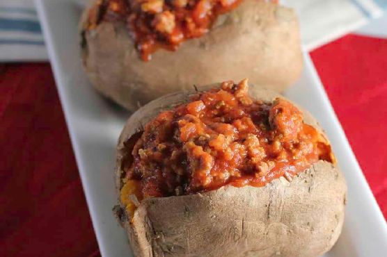 Smoky Chipotle Sweet Potato Sloppy Joes with Avocado Crema recipe by Meaghan Moineau