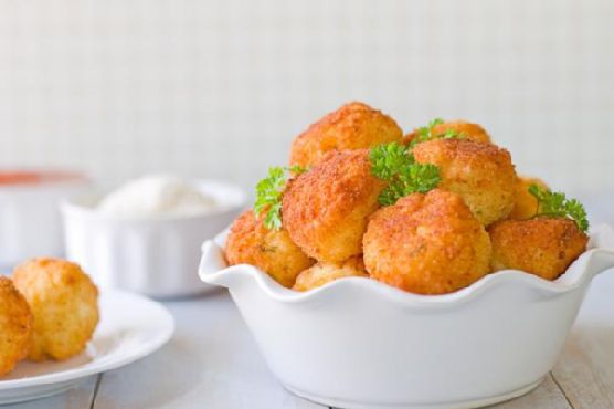 Truffle-Infused Party Rice Balls with Sun-Dried Tomato Aioli recipe by Meaghan Moineau