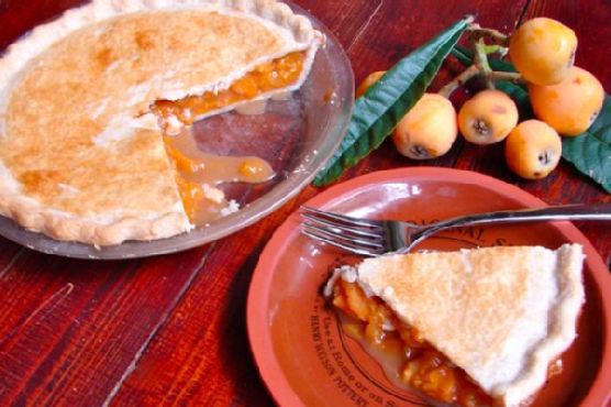 Spiced Loquat Pie with Maple-Oat Crumble Topping recipe by Meaghan Moineau